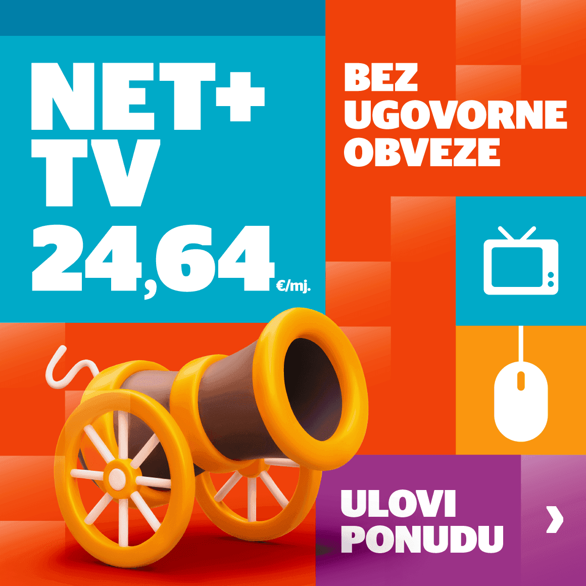 Net i TV bez ugovorne obveze 24,64 eura/mj