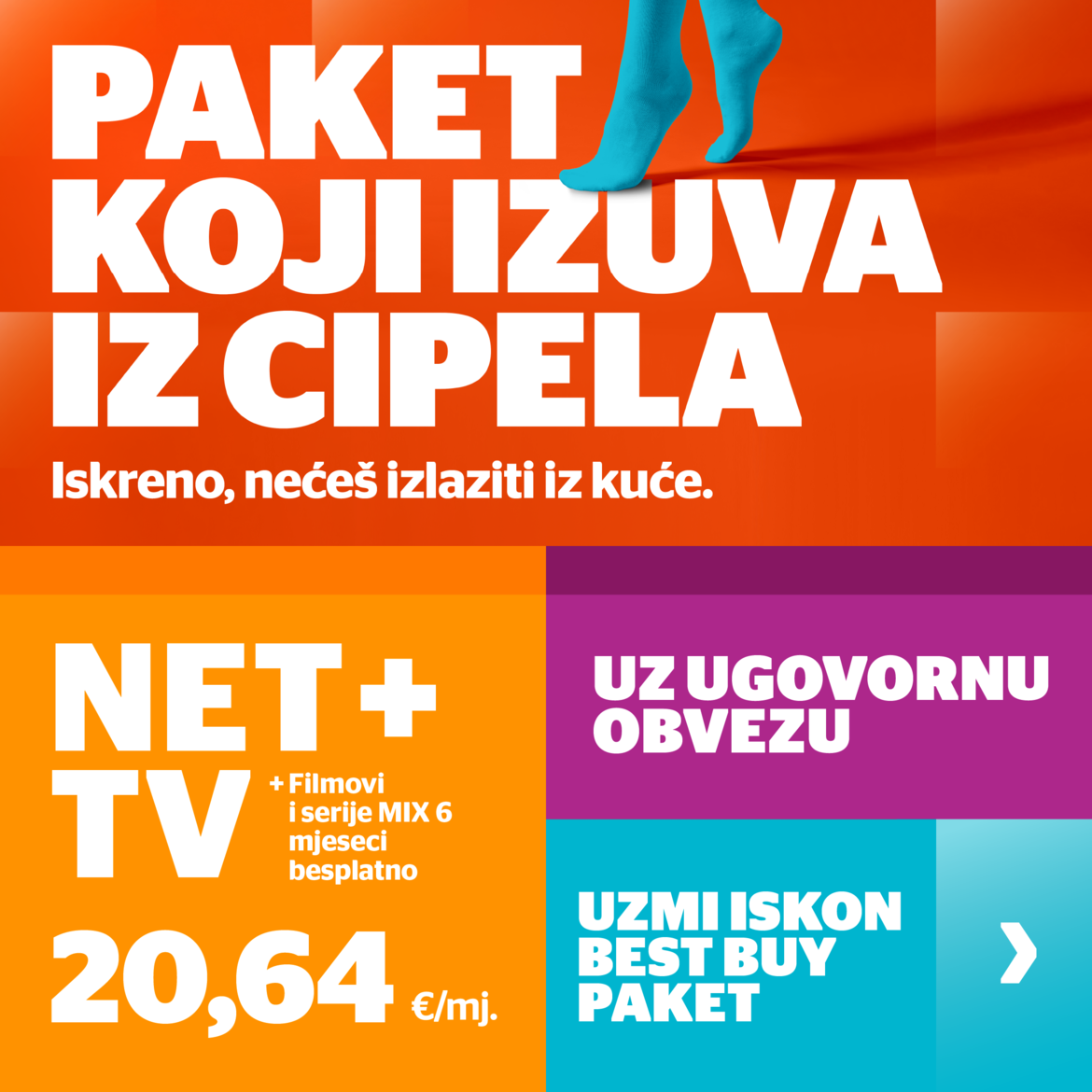 Paket NET+TV uz ugovornu obvezu 20,64 eura. Uzmi Iskon Best Buy